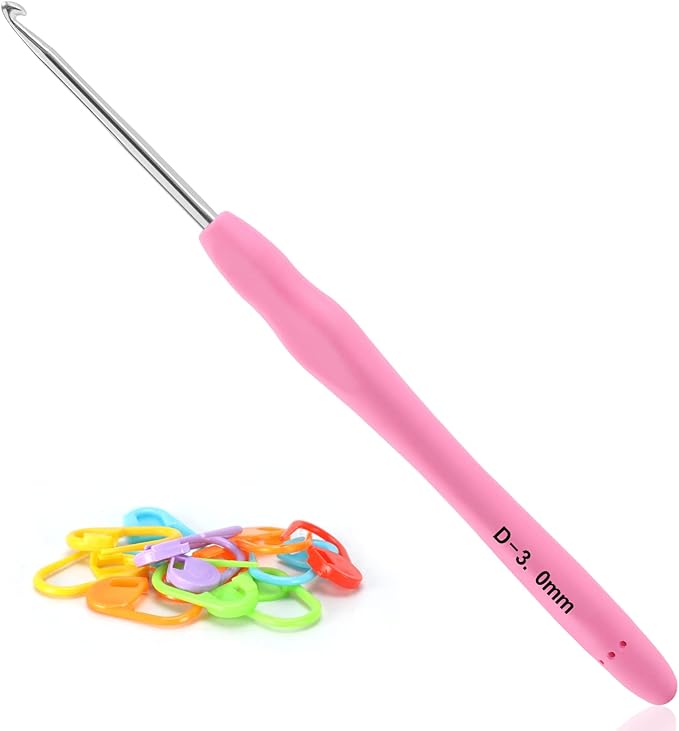 Vodiye Professional Extra Long 3mm Crochet Hooks Set, Ergonomic Handle Crochet Needles for Beginners and Experienced Lovers