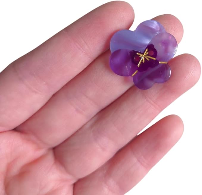 Purple Pansy Shaped Buttons for Crafts,Acetate Button for Clothes,Buttons for Sewing,Button Bulk,Pack of 6