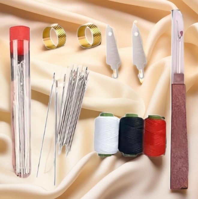 Big Eye Steel Needle Set，Hosenwelt Sewing Kit, 37PCS Sewing Tool Set, Thread Kit for Sewing Clothes, Portable DIY Hand Made Craft Set, Multi-Purpose Needle and Thread Kits