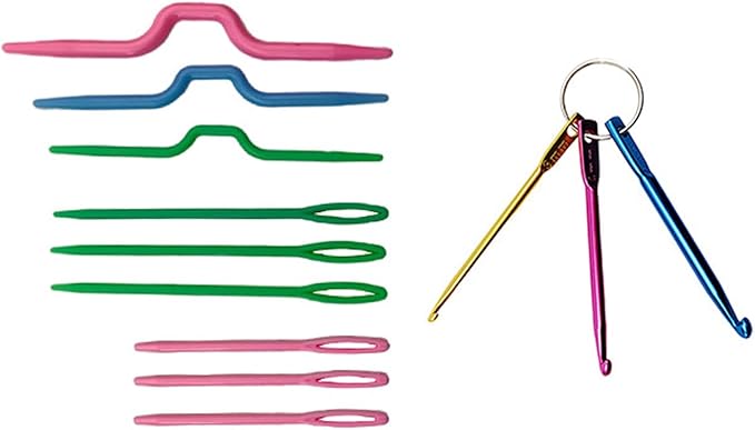 12pcs Ergonomic Resin Handle Stainless Steel Crochet Hooks 0.9mm-4.0mm Storage Bag for Crochet Needles for Big Eye Needles and Yarns
