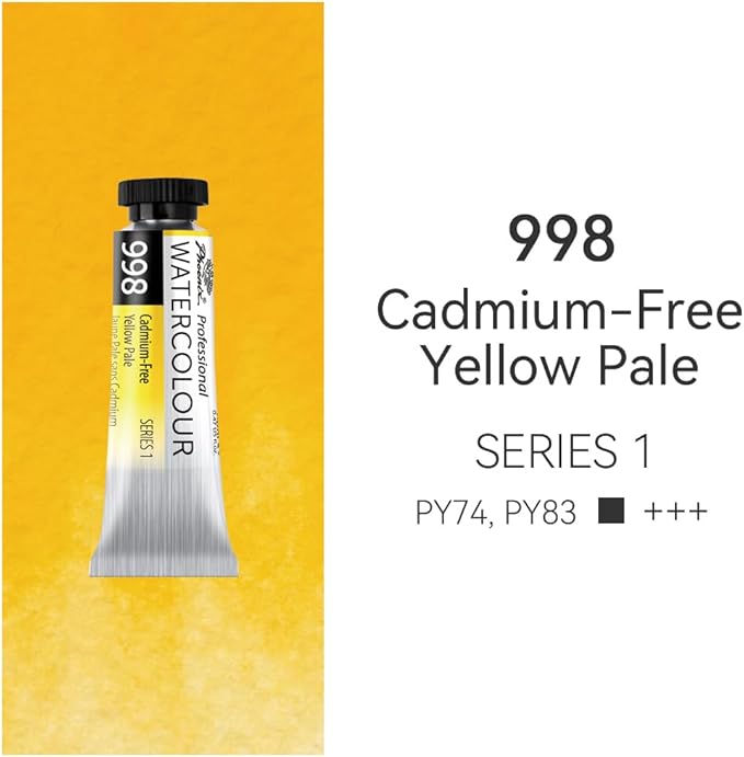 PHOENIX Professional Watercolor Paint Single Tube - 0.47 Fl Oz / 14ml - Cadmium-Free Yellow Pale