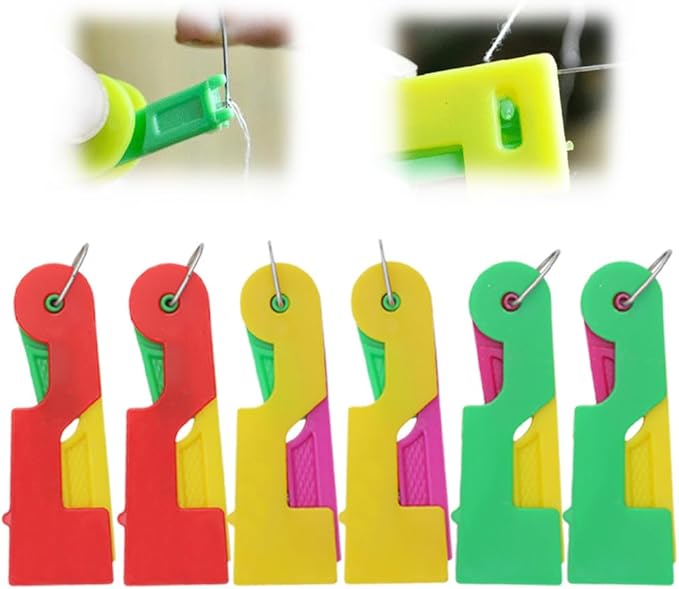 Automatic Threading Aid Needle Threader,Mini Manual Sewing Machine Needle Threaders,Household Portable Hand Sewing Needle Threader for Embroidery,Cross Stitch Craft (6 Pcs (Random Color))