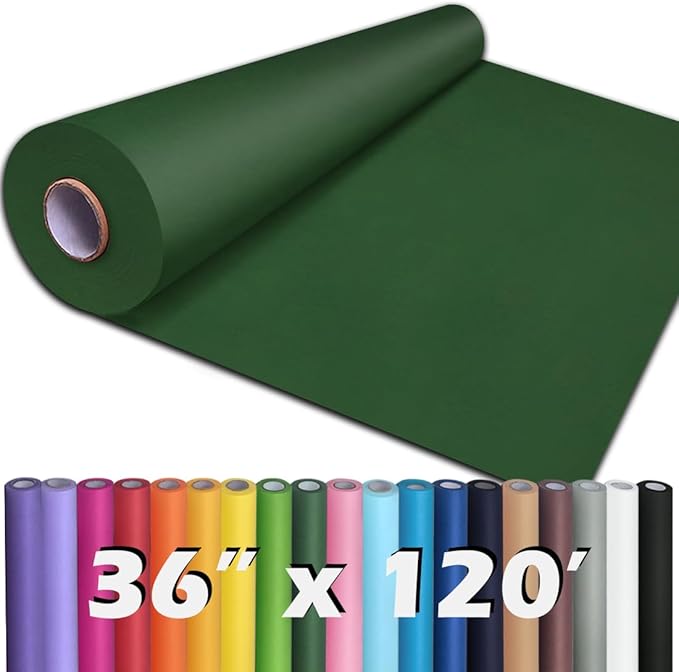PerkHomy 36" x 1,440" (120') Dark Green Kraft Paper Roll for Craft Bulletin Board Paper Art Table Covering Crafting Gift Wrapping Bouquet Packing Parcel 80GSM 55LB (Dark Green, 36" x 120')