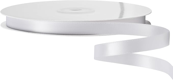 LIUYAXI White Satin Ribbon, Double Faced 5/8" X Continuous 25 Yards Ribbons Perfect for Gift Wrapping Bows Bouquet Wedding Craft and More