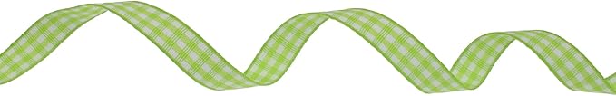 Gingham Ribbon 50 Yard Each Roll 100% Polyester Woven Edge (3/8" x 50 Yards, Light Green)