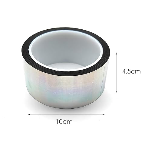 Reflective Crafting Tape, Graphic Glitter Holographic Tape, for Craft Project, DIY Art, Holiday Packing, Wrapping, Keep Birds Away, 1.8 Inches by 55 Yards (Holographic-SM)