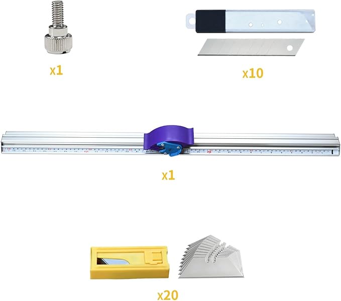 27 1/2" Manual Paper Cutter with Dual Measurement Ruler, Sliding Trimmer for Foam Board, Photos, PVC Film & PET Sheets, 30 Spare Blades Included