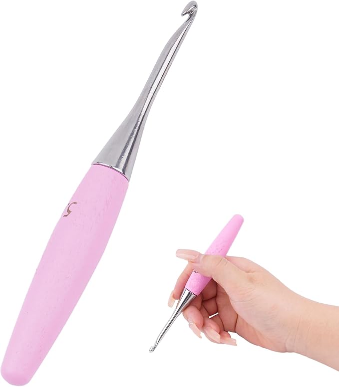 Crochet Hooks 5mm Crochet Hook Soft Lightweight Wood Ergonomic Handle and Stainless Steel Crochet Needles Tip (5 mm-H)