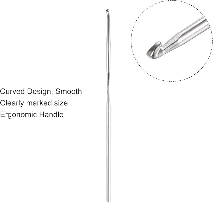 uxcell Stainless Steel Crochet Hook 1.4mm US Size 9 Knitting Needles for DIY Craft Yarn 10Pcs