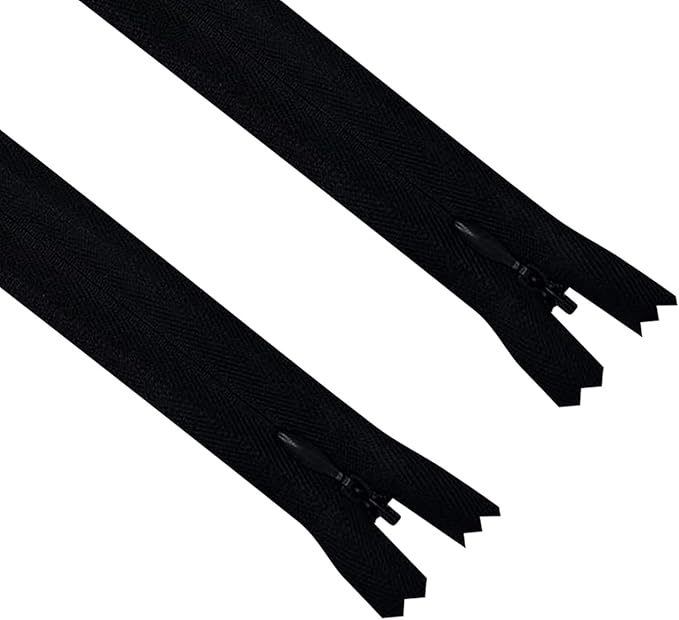 ANPURZII 2PCS #3 16 Inch Black Invisible Zippers for Sewing Skirts, Nylon Coil Bulk Zippers for Pocket, Pillow(Black 16" 2PCS)