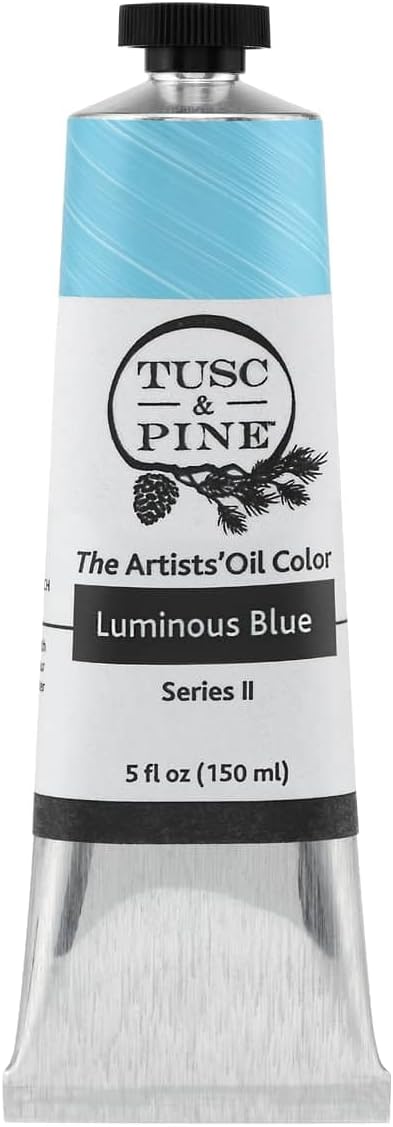 Tusc & Pine Artist Oil Paint - Luminous Blue, 150 ml, Non-Yellowing, Rich & Creamy Consistency, Maximum Pigment Load, Small Batch Milled Oil Paints Made in the USA for Professional Artists