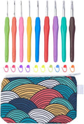 YAWIKO Crochet Hooks Set, Ergonomic Crochet Hooks with case for Arthritic Hands, Lightweight Crochet Knitting Needles Accessories for Beginners and Arthritis Hands (9 Size (2.0~6.0mm))