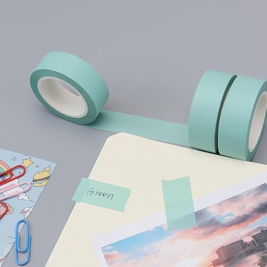 NatSumeBasics Pastel Washi Tape Solid Mint Green Washi Tapes 2 Pcs 32 Ft. Decorative Masking Tape Self-Adhesive Craft Tapes for Packaging Decor Scrapbooks DIY Gift (Mint Green)