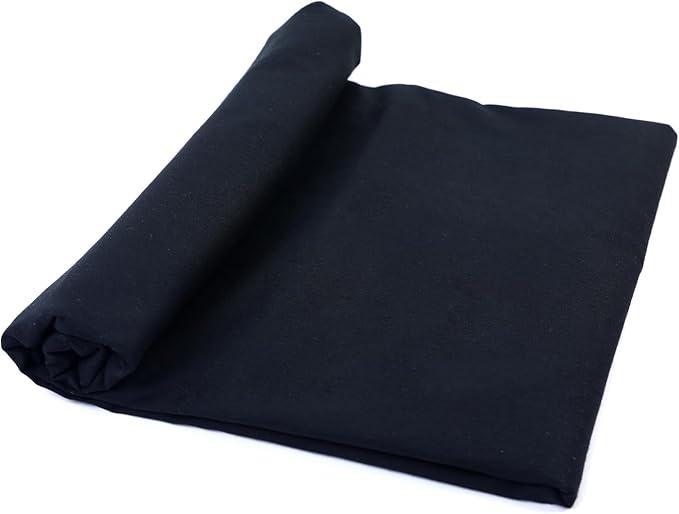 Black Cotton Fabric for Sewing 59 Inch Wide Natural 100% Cotton Poplin Fabric by The Yard Soft Embroidery Cotton Material Apparel Cloth (Black, 2 Yard)