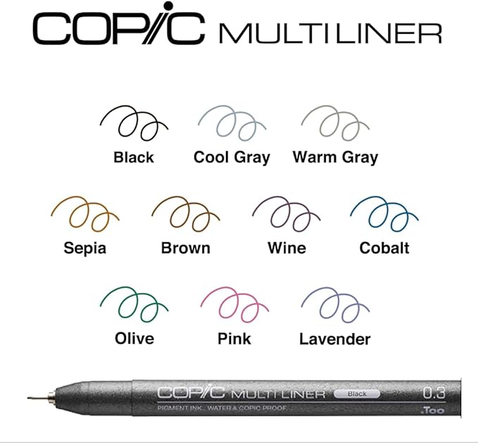 Copic Ciao Alcohol Markers, Doodle Kit Rainbow, 5 markers + 2 pens