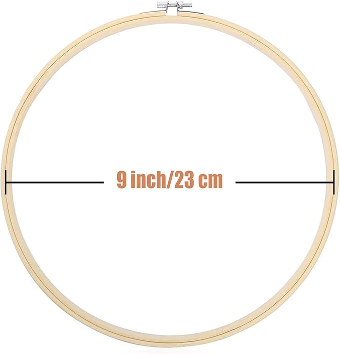 12 Pieces 9 Inch Embroidery Hoops Adjustable Wooden Circle Cross Stitch Hoop Ring for Art Craft Handy Sewing and Christmas Ornaments