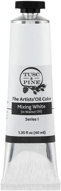 Tusc & Pine Artist Oil Paint - Mixing White, 40 ml, Non-Yellowing, Rich & Creamy Consistency, Maximum Pigment Load, Small Batch Milled Oil Paints Made in the USA for Professional Artists