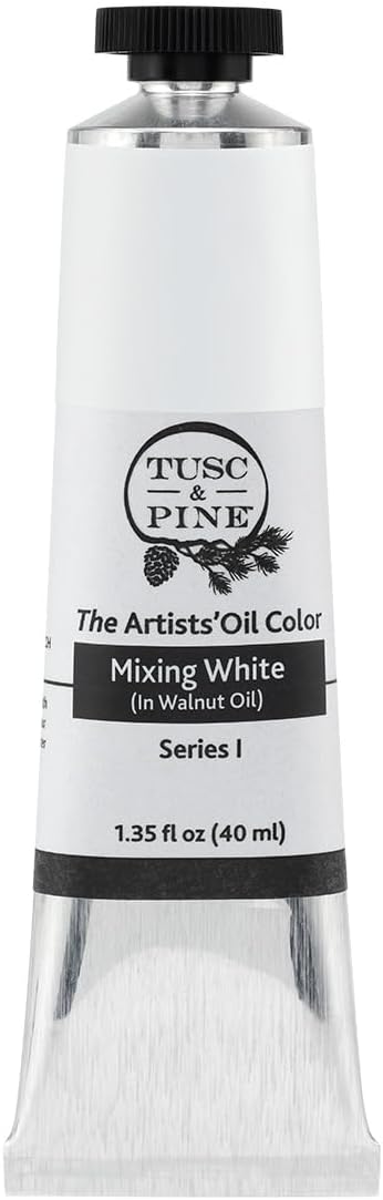 Tusc & Pine Artist Oil Paint - Mixing White, 40 ml, Non-Yellowing, Rich & Creamy Consistency, Maximum Pigment Load, Small Batch Milled Oil Paints Made in the USA for Professional Artists