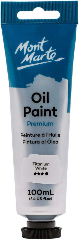 Mont Marte Oil Paint Premium, 3.4 US fl.oz (100ml) Tube,Titanium White, Heavy Body Paint, Artist Quality, Good Coverage, Excellent Tinting Strength, Ideal for Painting Canvas
