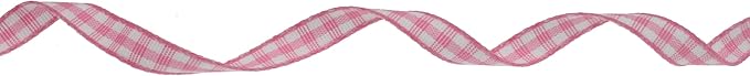Gingham Ribbon 50 Yard Each Roll 100% Polyester Woven Edge (1/4" x 50 Yards, Pink)