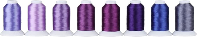 Simthread Purple Embroidery Thread – 8 Shades Compatible with Brother Colors, 550 Yards Each, 40WT Polyester, for Brother, Babylock, Janome, Singer & Other Machines
