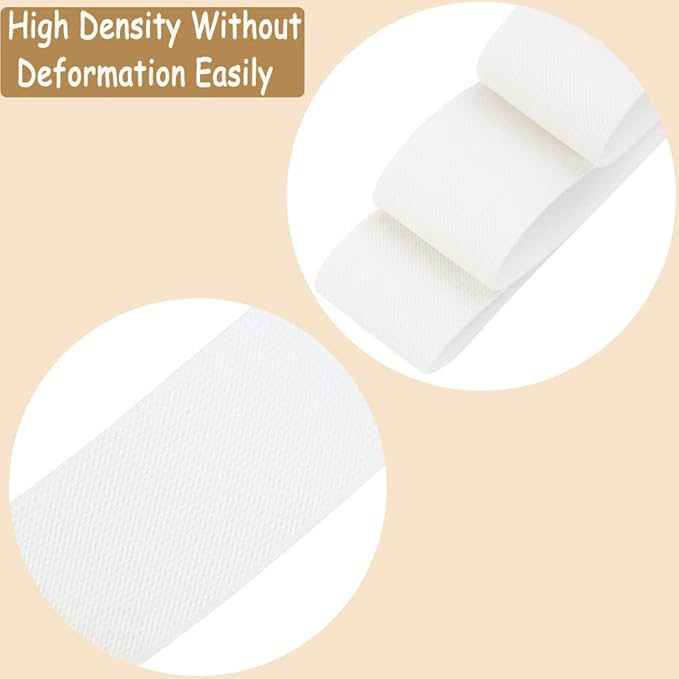 White Knit Elastic Band 1-1/2 inch 10 Yards 38mm Double-Side Twill Woven Elastic Heavy Stretch Straps Elastic Spool Band for Sewing Clothing Pants Waistband Wigs Skirts Craft DIY Projects