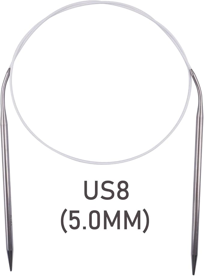 Circular Knitting Needles 32inches/80cm,Size US 8.0(5mm) Stainless Steel Round Knitting Needles for Handmade Knitting DIY
