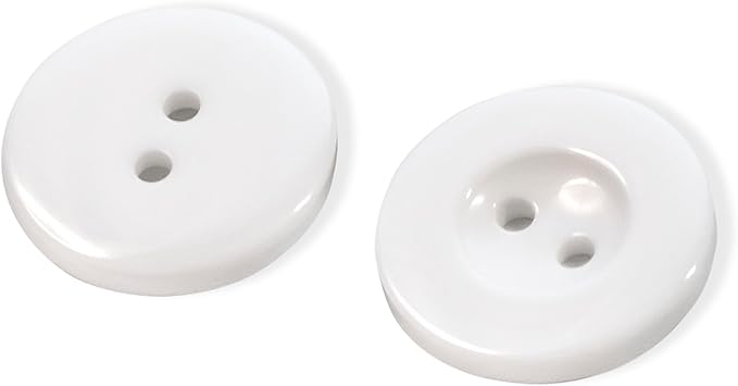 White Buttons for Sewing Pack of 100 3/4" (19mm) 2 Hole Round Plastic Buttons Glossy 0.75 inch 30L Plain Bulk Sewing Buttons for Lab Coat Pants Suit Workwear School Outfits Aprons Crafts DIY