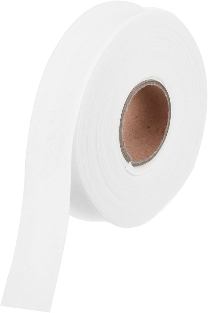 MECCANIXITY 1 Inch Double Fold Bias Tape Polyester Continuous Bulk Bias Tape for Sewing,Seaming Quilting Hemming Binding Crafts (White 10 Yards)
