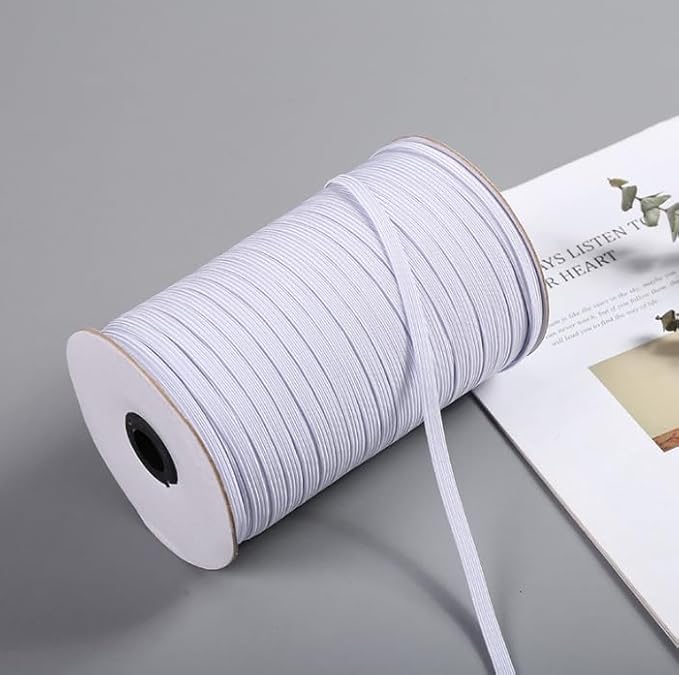 YZYANZI White Elastic Bands 1/2 Flat Elastic Cord Stretch Strap - 12mm 144 Yds Roll of Elastic Straps Braided Elastic Band for Sewing and Elastic Crafting