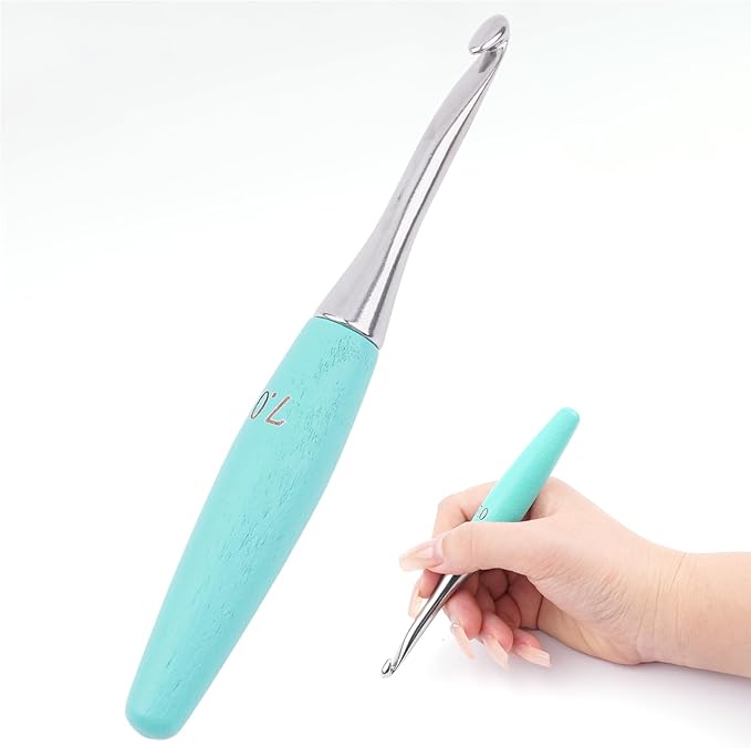 Crochet Hooks 7mm Crochet Hook Soft Lightweight Wood Ergonomic Handle and Stainless Steel Crochet Needles Tip (7 mm)