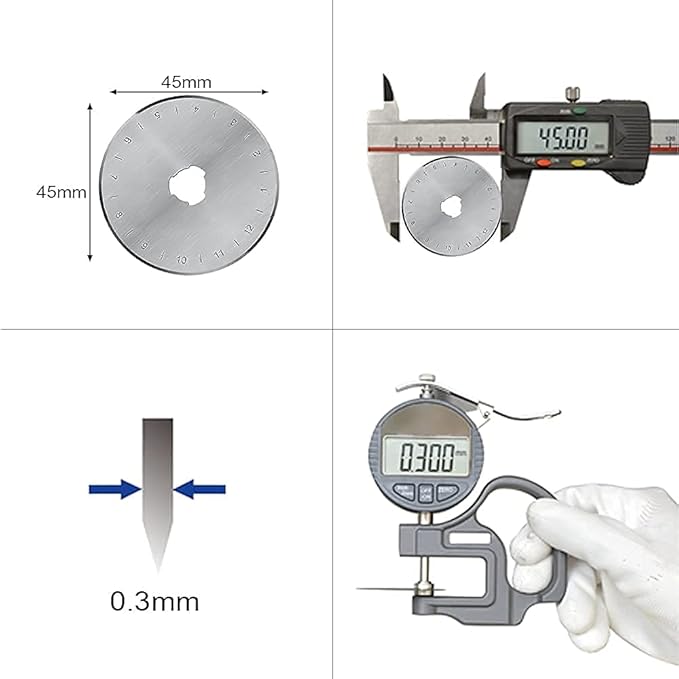 HEADLEY TOOLS 45mm Rotary Cutter Blades 10 Pack Fits Olfa, Fiskars, Replacement Rotary Blade for Arts Crafts Quilting Scrapbooking Sewing, Sharp and Durable