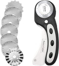 45mm Rotary Cutter with 7pcs Replacement Blades, Ergonomic Handle Rolling Cutter with Safety Lock for Fabric, Leather, paper, Crafting, sewing, Quilting, Perfect for Left & Right Hand(Black)