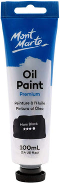 Mont Marte Oil Paint Premium, 3.4 US fl.oz (100ml) Tube, Mars Black, Heavy Body Paint, Artist Quality, Good Coverage, Excellent Tinting Strength, Ideal for Painting Canvas