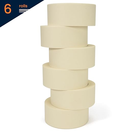 TAPEBEAR General Purpose Masking Tape 2 Inch x 60 Yards, Beige White Painters Tape for Painting, Labeling, DIY Arts Crafts, Home Office School Projects, 6 Rolls