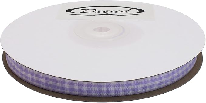Gingham Ribbon 50 Yard Each Roll 100% Polyester Woven Edge (3/8" x 50 Yards, Light Purple)