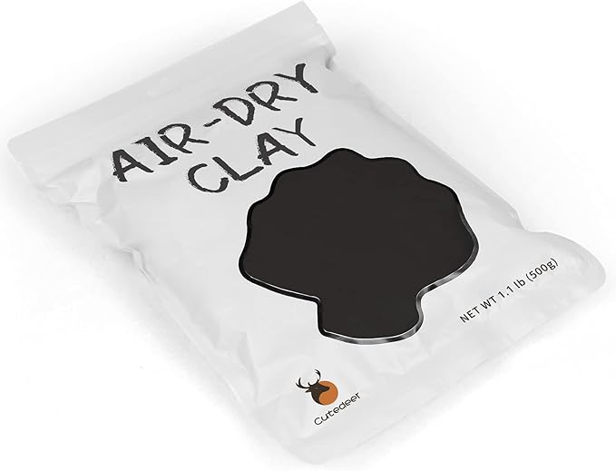 Cutedeer Black Air Dry Clay, 1.1lb Foam Modeling Clay, Soft Squishy Molding for Kids Adults, Arts & Crafts Project Slime Supplies(1.1lb - 1 Pack, Black)