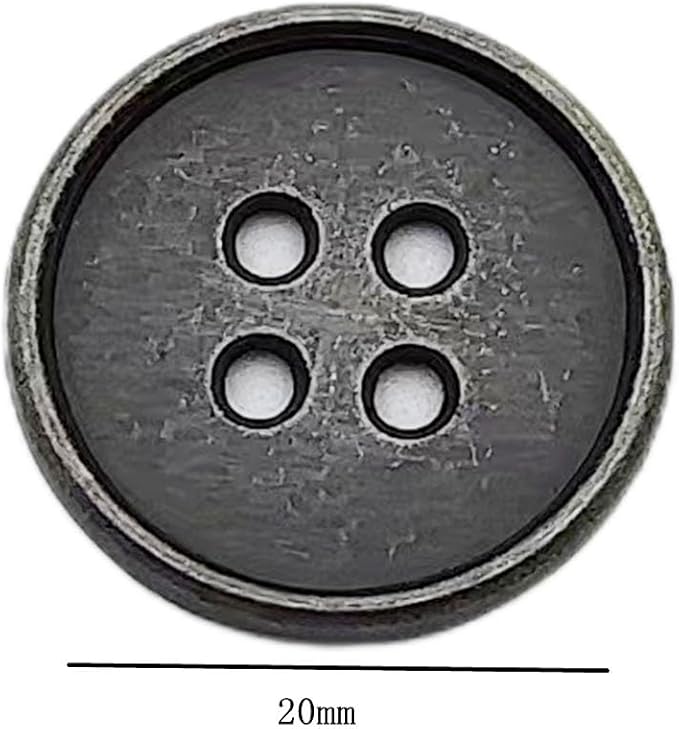 20PC Sewing Metal Buttons 4 Hole Antique Silver Round Vintage Crafts Buttons 20mm