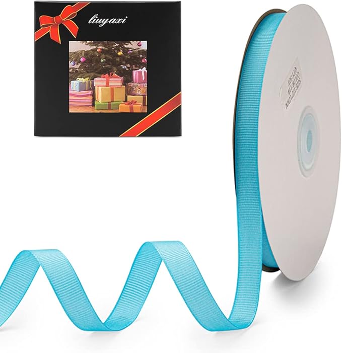 LIUYAXI 1/2" X 50 Yards Solid Light Blue Grosgrain Ribbon, Perfect for Crafts, Wedding Decor, DIY Hair Accessories, Sewing, Gift Package Wrapping and More