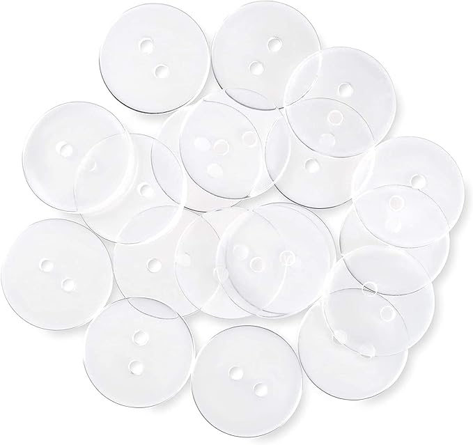 100 Pcs Clear Sewing Buttons 0.60 inch (15 mm) Transparent Buttons for Sewing 2 Hole Buttons for Crafts Sewing Buttons 24L Round Bulk Plastic Buttons for Dress Pants Shirt Skirt Blouse Craft DIY