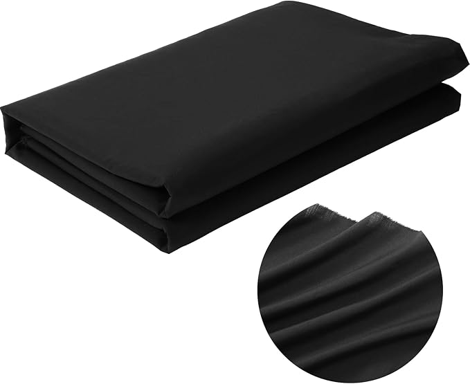 VitalCozy 1.62 x 20 yd Unbleached Polyester Cotton Muslin Fabric Textile Wide Polyester Cotton Fabric Embroidery Muslin Quilting Linen Material for Sewing Apparel Painting(Black)