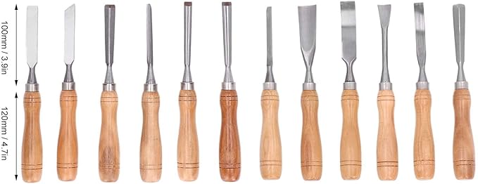 12Pcs Wood Chisel Set, 60CRV Blade Wood Carving Chisels Kit, Woodworking Chisels, Wood Carving Tools with Wooden Storage Case
