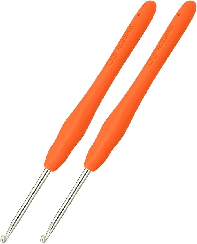2Pcs 3.25mm Crochet Hooks, Ergonomic Crochet Hook for Arthritis and Beginners, Extra Long, Smooth, Comfortable (Size D / 3.25mm)