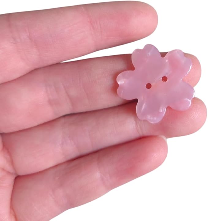 Pink Flower Shaped Buttons for Crafts,Acetate Button for Clothes,Buttons for Sewing,Button Bulk,Pack of 6