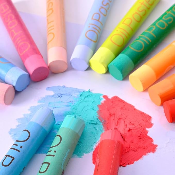 48-Color Super Soft Oil Pastel Set + 4 White Pastels, Includes 10 Sheets of Paper