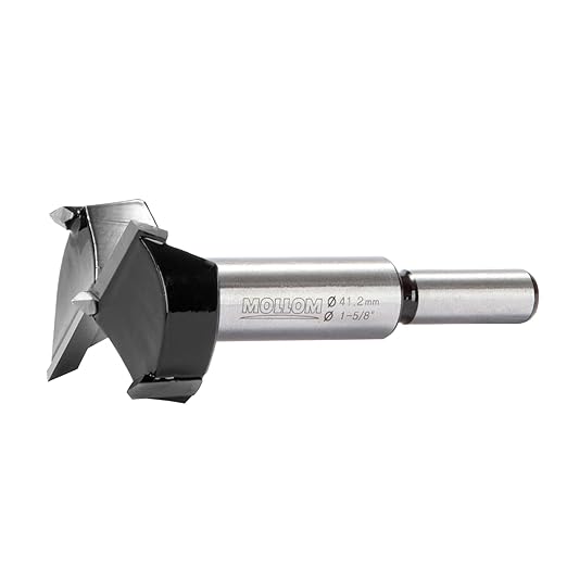 Mollom 1-5/8" (41.2mm) Forstner Drill Bit for Precise Woodworking with Durable YG8 Carbide Thickness of 2.0mm,This Hinge Cutter Tool is Ideal for Hard Wood, Plastic, Plywood