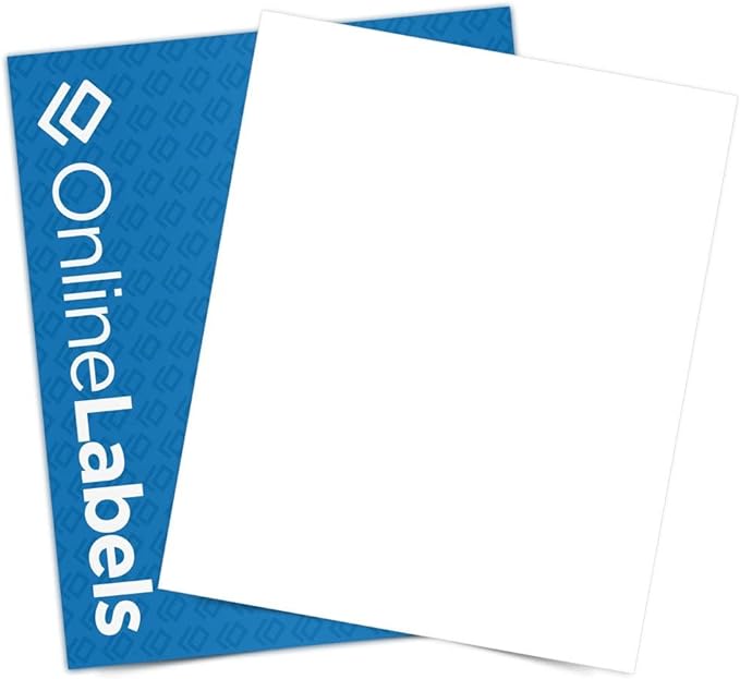 Sticker Paper, 1,000 Sheets, White Matte, 8.5" x 11" Full Sheet Label, Works with Inkjet and Laser Printer, Compatible with Electronic Cutting Machines, OL177WX, OnlineLabels