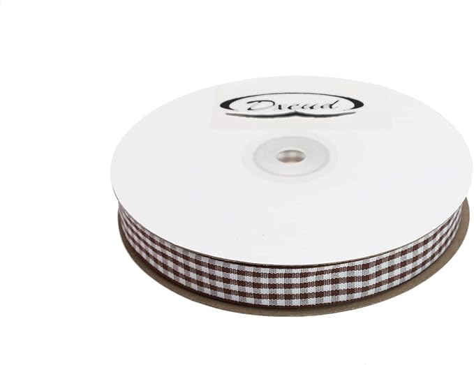 Gingham Ribbon 50 Yard Each Roll 100% Polyester Woven Edge (5/8" x 50 Yards, Coffee)