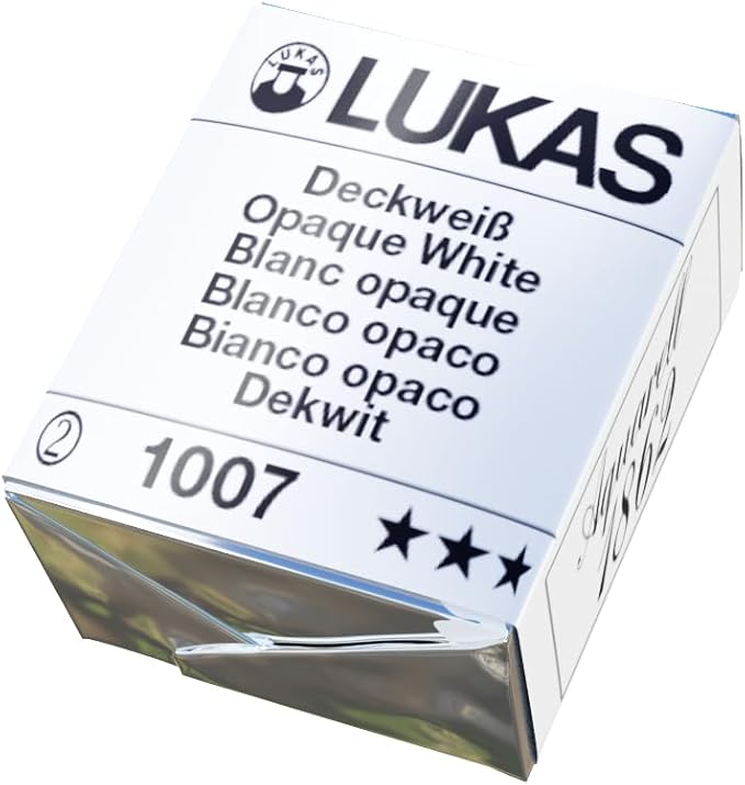 Lukas 1862 Aquarell Artists' Watercolor Pans, Opaque White Half Pan - Vibrant Professional Grade Watercolor Paint - Easy-to-Wet, Intense Color, Long-lasting - Ideal for Professional Watercolorists