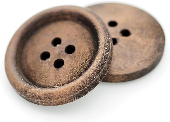 CRAFTMEMORE Wood Buttons 4 Holes Round Wooden Button for Garment Sewing DIY Crafts B08 (13mm, Dk.Brown 12pcs)